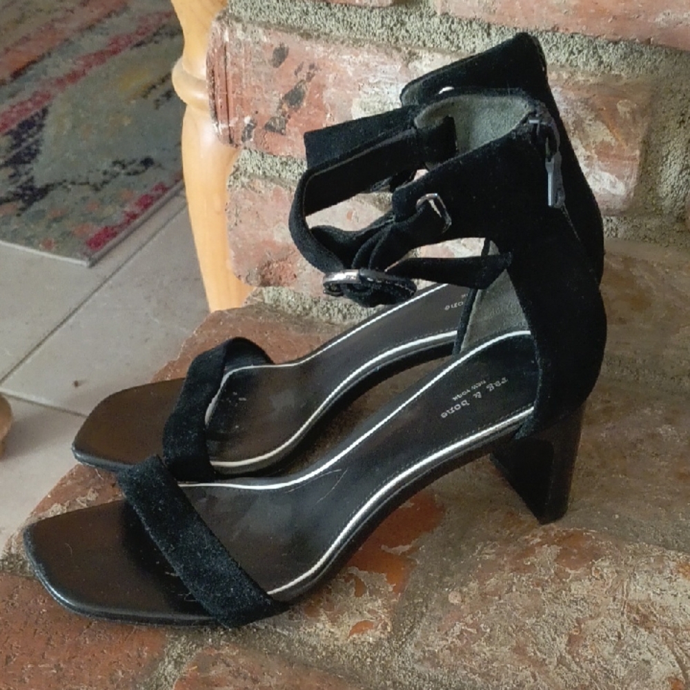 Rag & Bone Black Suede Block Heel Sandals - Picture 3 of 10
